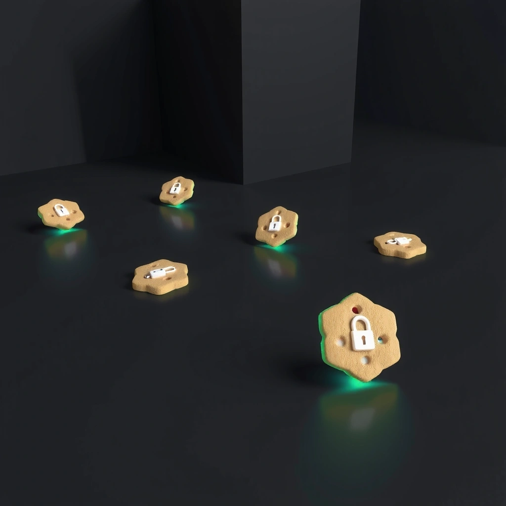 Ilustración de cookies digitales y seguridad web